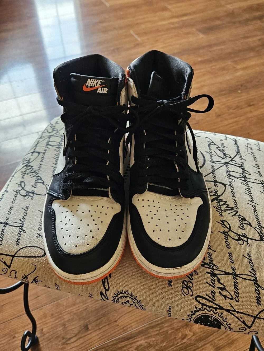 Nike Air Jordan 1 Mid White Black Orange Men's Sneakers